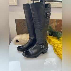 Black Leather Knee-High Boots